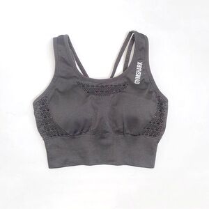 GYMSHARK Smokey gray ENERGY + SEAMLESS CROP TOP sports bra